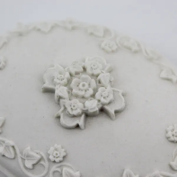 1999 Margaret Furlong Blooms Of Hope Oval Bisque Trinket Box