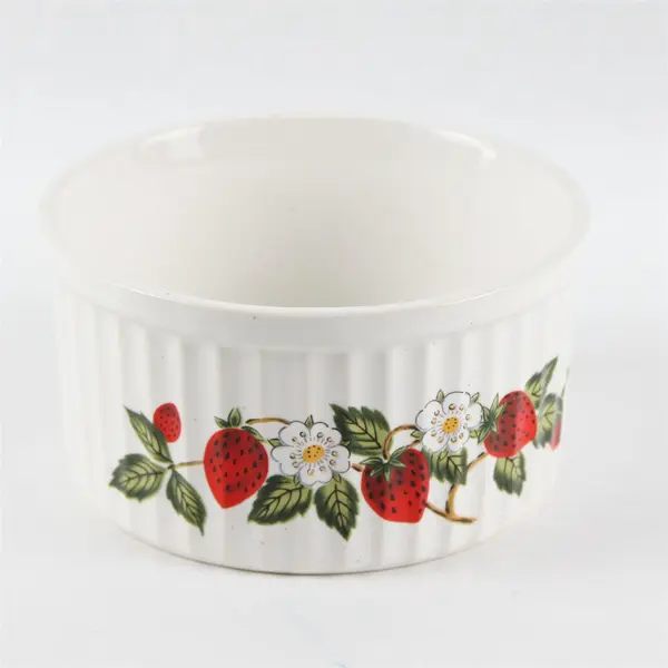 70s Vintage Sheffield Strawberries n Cream Stoneware Bowl 4" 