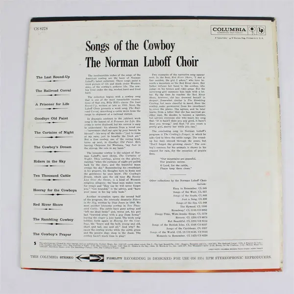 The Norman Luboff Choir: Songs Of The Cowboy 12" Vinyl Record