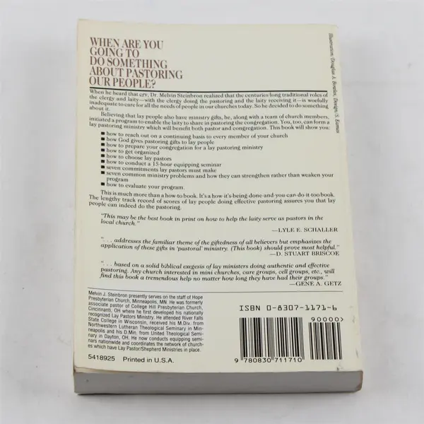 Can the Pastor Do It Alone? By Melvin J. Steinbron Paperback 1987