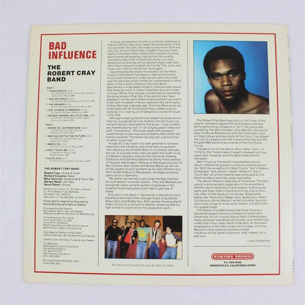 The Robert Cray Band Bad Influence 12" Vinyl Record 