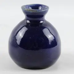 Small Blue Glazed Ceramic Bud Vase