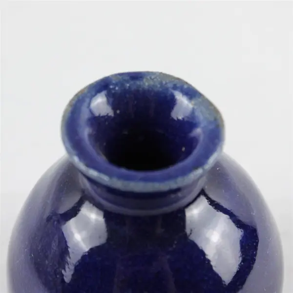 Small Blue Glazed Ceramic Bud Vase