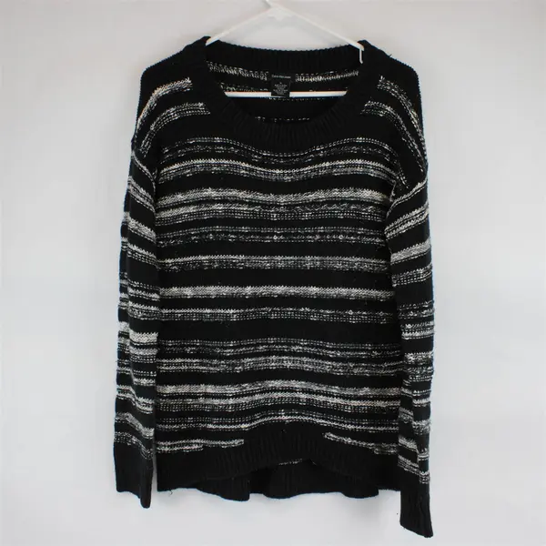 Calvin Klein Jeans Women's M B&W Striped Knit Pullover Sweater
