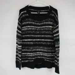 Calvin Klein Jeans Women's M B&W Striped Knit Pullover Sweater