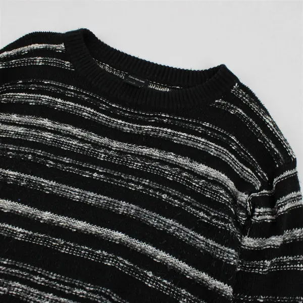 Calvin Klein Jeans Women's M B&W Striped Knit Pullover Sweater