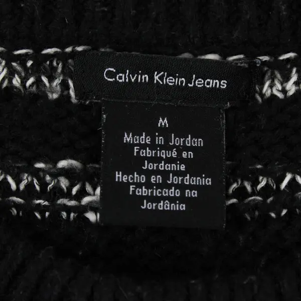 Calvin Klein Jeans Women's M B&W Striped Knit Pullover Sweater