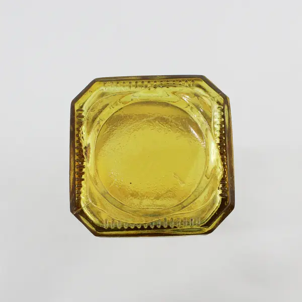 Vintage Amber Yellow Embossed Glass Bottle 11.75" 