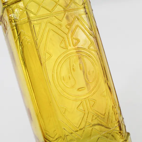 Vintage Amber Yellow Embossed Glass Bottle 11.75" 