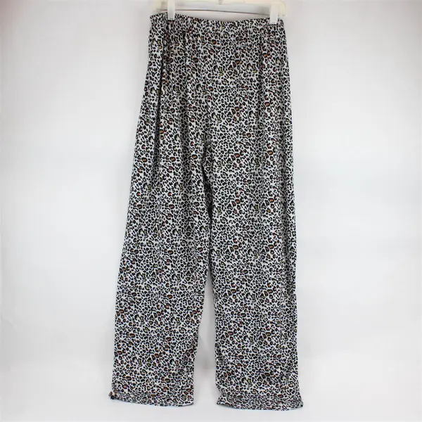MayFair Women's 2X White and Leopard Print Stretch Lounge/Sleep Pants 