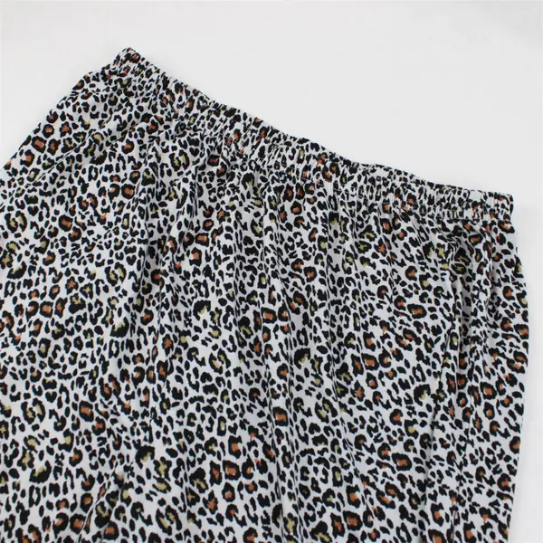 MayFair Women's 2X White and Leopard Print Stretch Lounge/Sleep Pants 