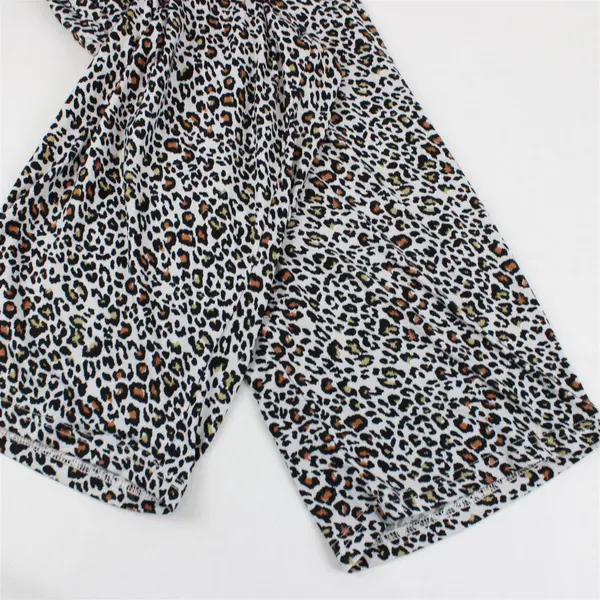 MayFair Women's 2X White and Leopard Print Stretch Lounge/Sleep Pants 
