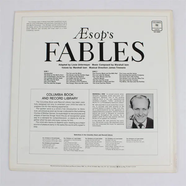 Marshall Izen Aesop's Fables Columbia Book & Record Library 12in LP