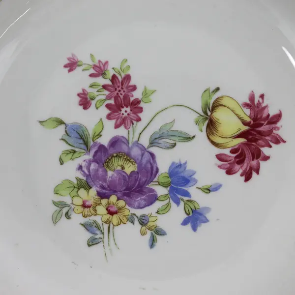 Vtg round Schwarzenhammer Bavaria Germany Reticulated Rim Bowl Floral Design 