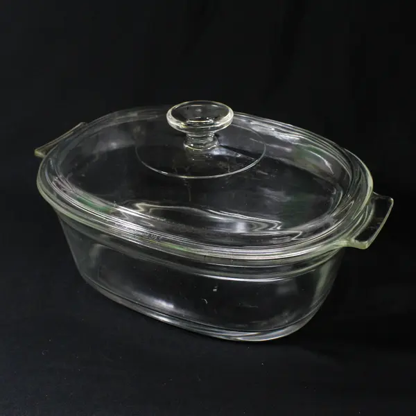 Pyrex #703 Clear Oval 3 Quart Clear Glass Casserole/Baking Dish w Lid 