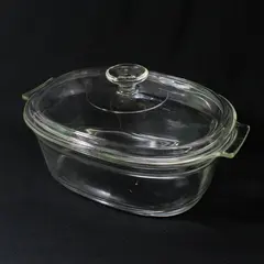 Pyrex #703 Clear Oval 3 Quart Clear Glass Casserole/Baking Dish w Lid 