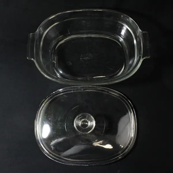 Pyrex #703 Clear Oval 3 Quart Clear Glass Casserole/Baking Dish w Lid 