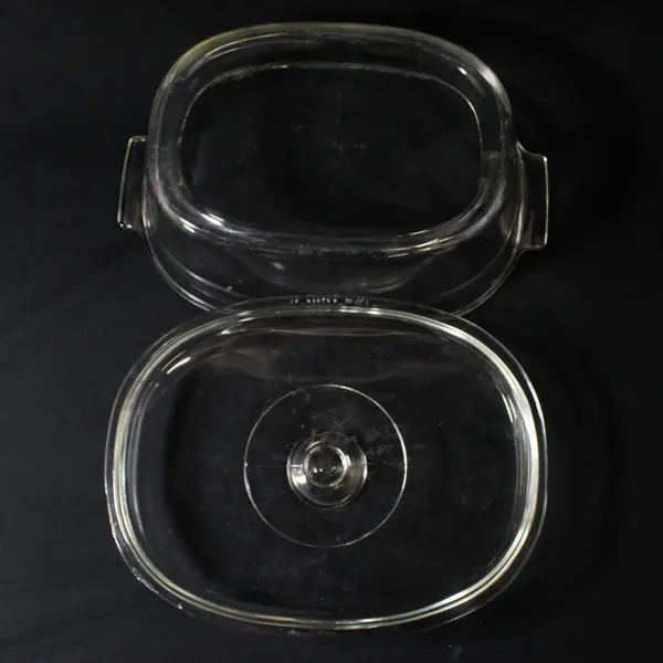 Pyrex #703 Clear Oval 3 Quart Clear Glass Casserole/Baking Dish w Lid 
