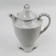 Vintage White Ceramic Footed Teapot And Lid 9"