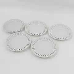 Set of 5 White Porcelain Reticulated Rim Bread Plates 6"