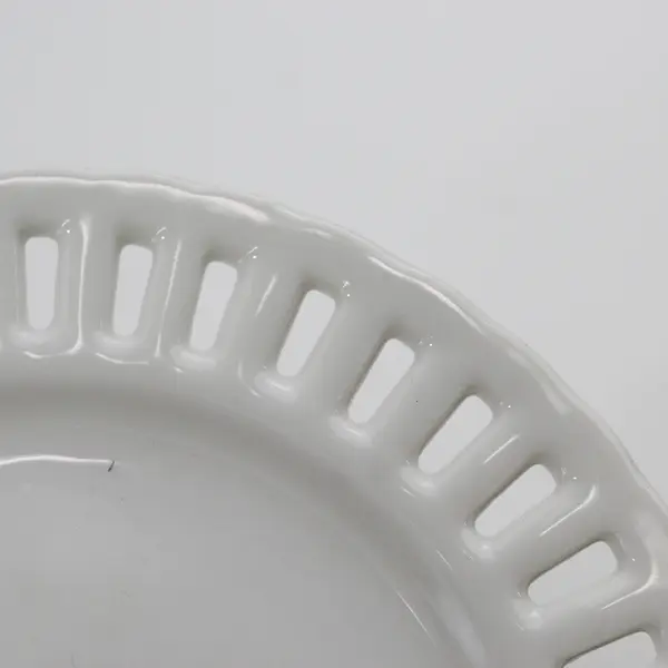 Set of 5 White Porcelain Reticulated Rim Bread Plates 6"