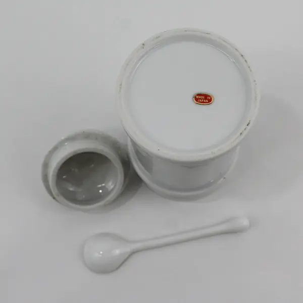 White Porcelain Jam Jelly Or Sugar Jar With Lid And Spoon