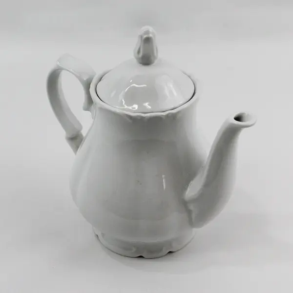 Kronester Bavaria White Porcelain Teapot With Flower Bud Finial Lid
