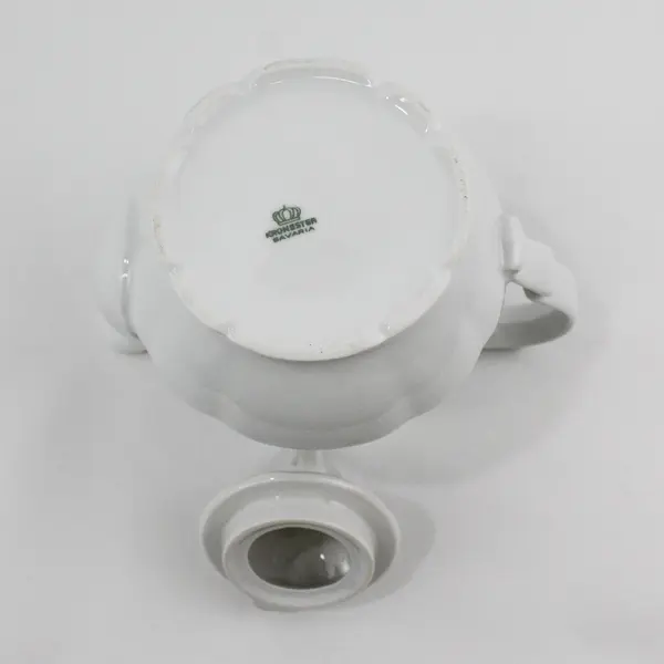 Kronester Bavaria White Porcelain Teapot With Flower Bud Finial Lid