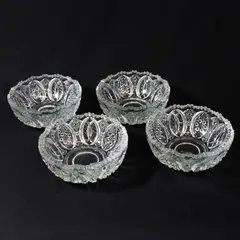 4 McKee Glass GLENTEC EAPG Clear Dessert Fruit Bowl Arches Sawtooth Rim 4.5"