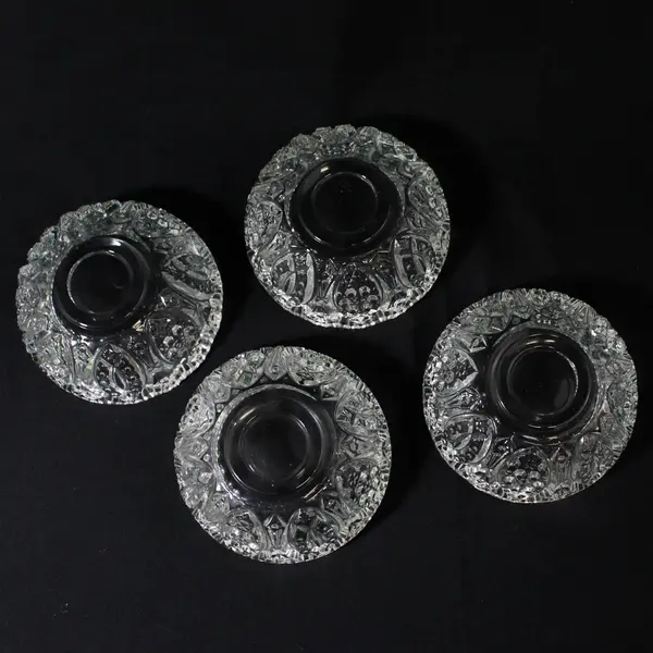 4 McKee Glass GLENTEC EAPG Clear Dessert Fruit Bowl Arches Sawtooth Rim 4.5"