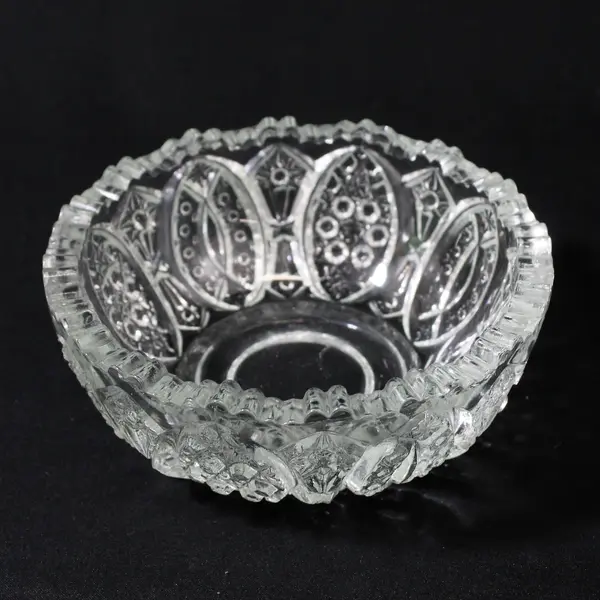 4 McKee Glass GLENTEC EAPG Clear Dessert Fruit Bowl Arches Sawtooth Rim 4.5"