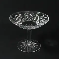 Vtg Waterford Crystal Pedestal Compote Candy Dish Fans Hobstars Crosscuts Arches