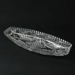 Vintage EAPG Glass Celery Dish Star Pattern Sawtooth Rim Boat Shape