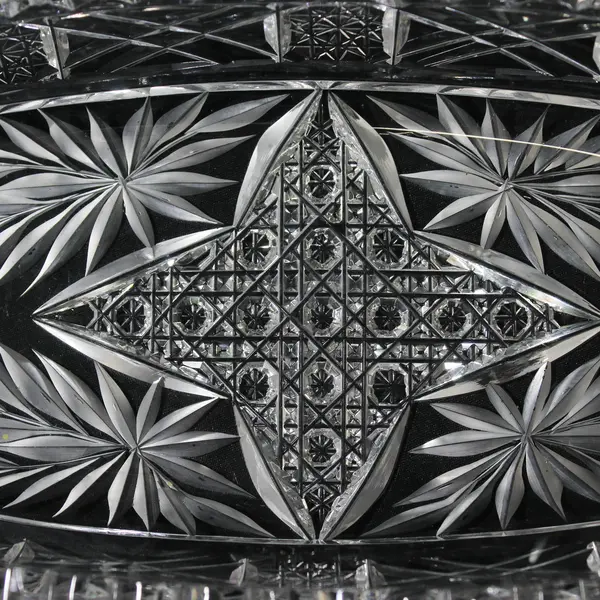 Vintage EAPG Glass Celery Dish Star Pattern Sawtooth Rim Boat Shape