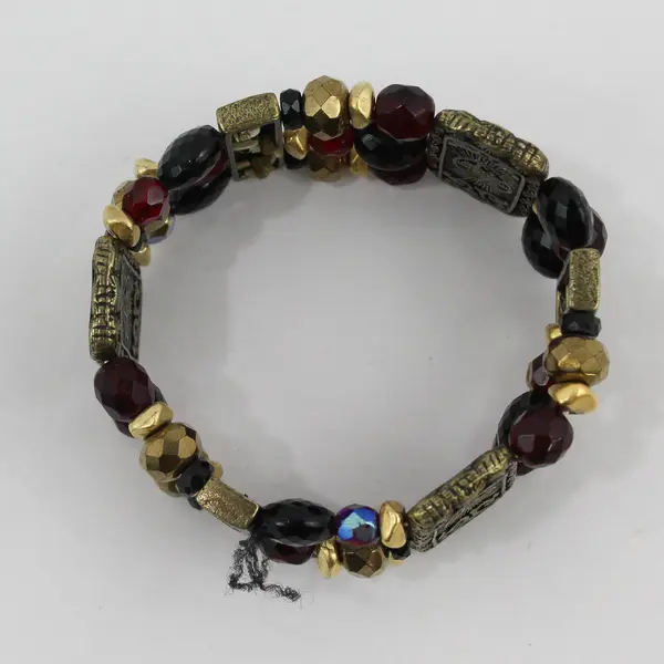 Chico's Asian Inspired Brass-Tone Beaded Stretch Bracelet