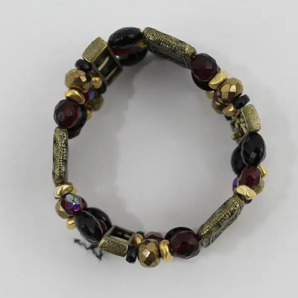 Chico's Asian Inspired Brass-Tone Beaded Stretch Bracelet