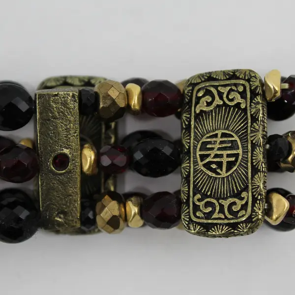 Chico's Asian Inspired Brass-Tone Beaded Stretch Bracelet