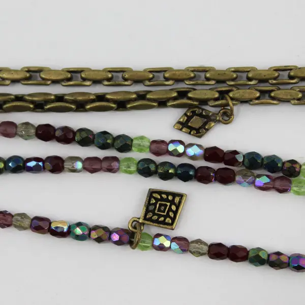Chico's Multicolor Brass-Tone Multi-Strand Beaded Necklace 17"