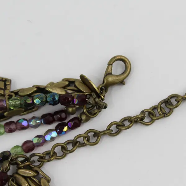 Chico's Multicolor Brass-Tone Multi-Strand Beaded Necklace 17"