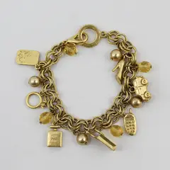GOLDCARD Shopping Gold Tone Charm Bracelet 8in