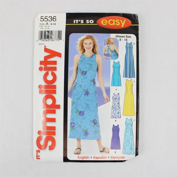 2003 Simplicity Pattern 5536 Women's Summer Dress Size A UNCUT