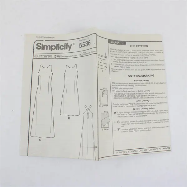 2003 Simplicity Pattern 5536 Women's Summer Dress Size A UNCUT