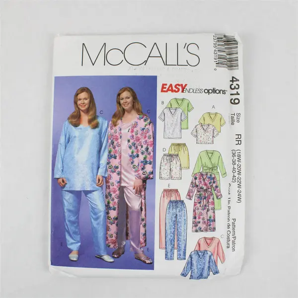 2003 McCall's Pattern 4319 Women's Pajama Sets Size RR 18W-24W UNCUT