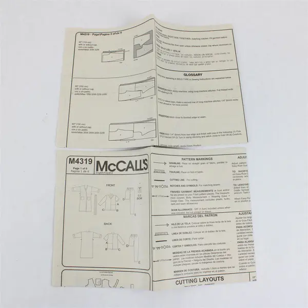 2003 McCall's Pattern 4319 Women's Pajama Sets Size RR 18W-24W UNCUT