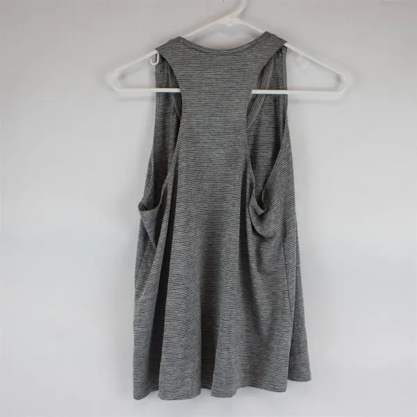 Athletic Works Women's Gray Striped Racerback Scoop Neck Tank Top L (12-14)