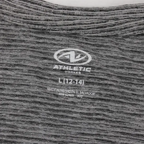 Athletic Works Women's Gray Striped Racerback Scoop Neck Tank Top L (12-14)