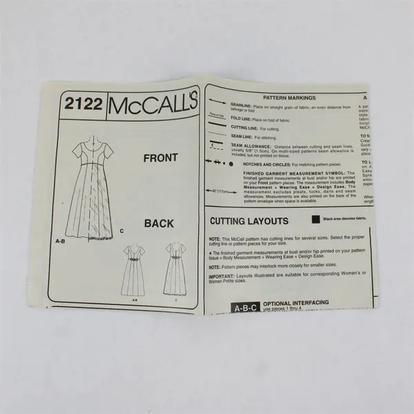 1999 McCall's Pattern 2122 Women's Lined Gowns Size K 28W-32W UNCUT