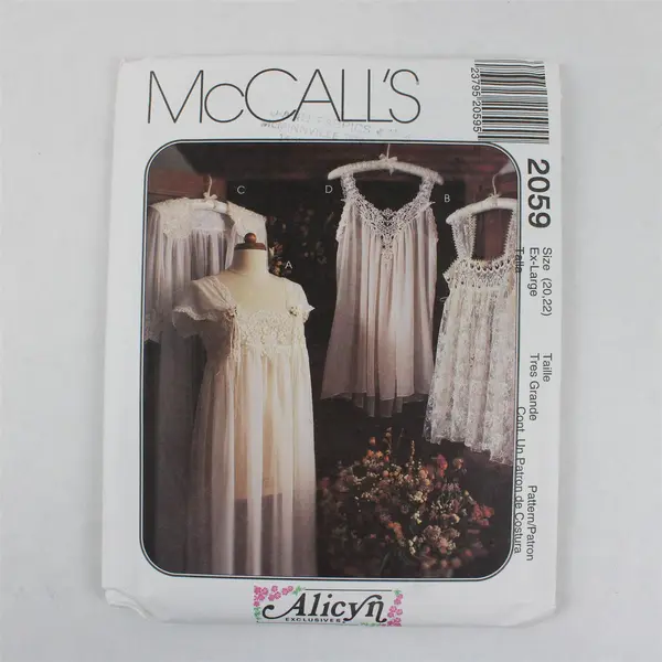 1998 McCall's Pattern 2059 Misses' Lingerie Size Ex-Large 20-22 UNCUT