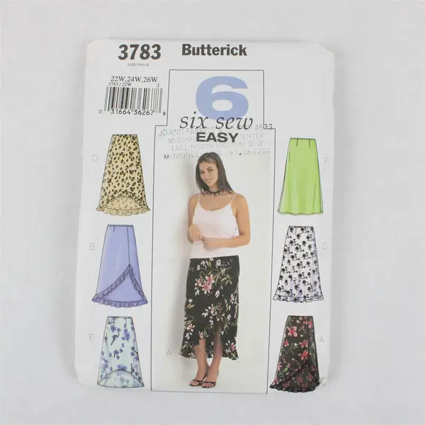 2003 Butterick Pattern 3783 Women's Skirts Size 22W-26W UNCUT