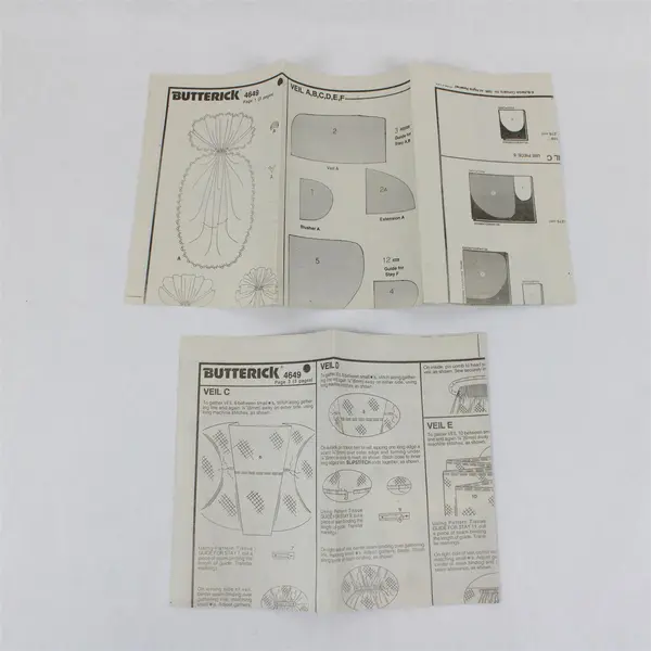 1987 Butterick Pattern 4649 Women's Veils Size One Size UNCUT